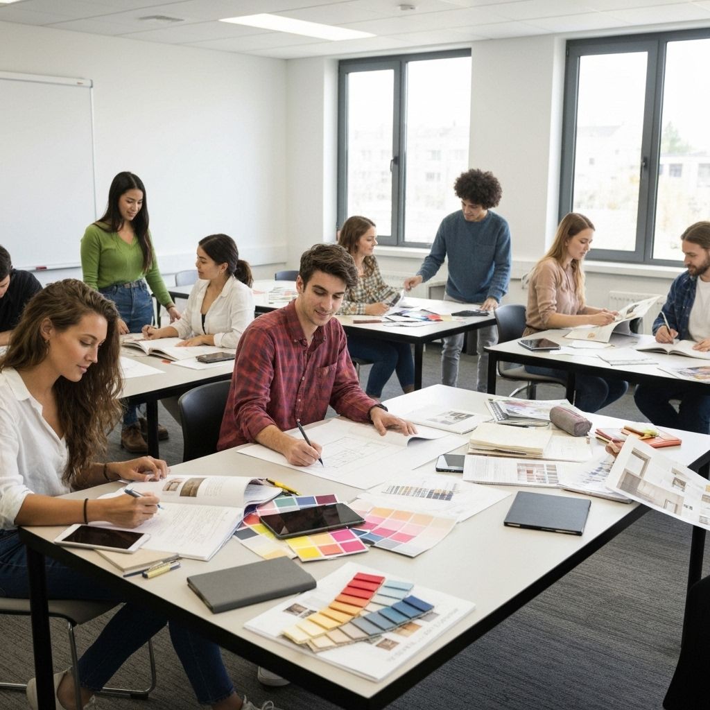 Students working on design projects at Entarthe Center