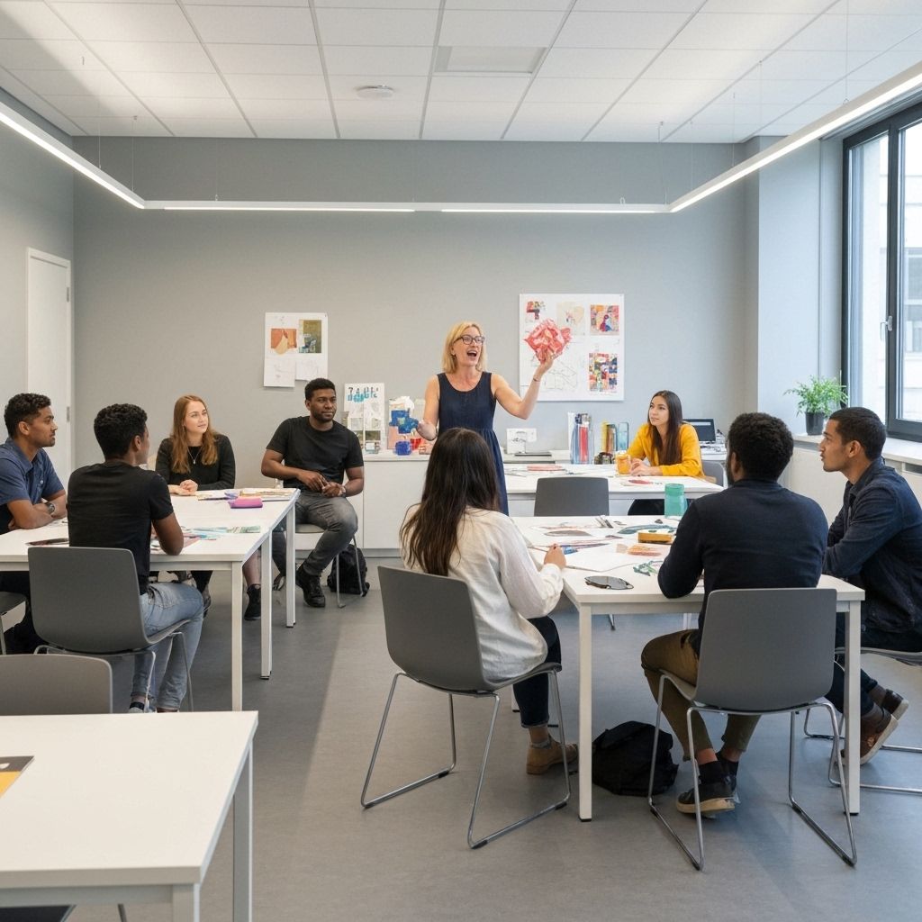 Entarthe Center classroom with students learning interior design